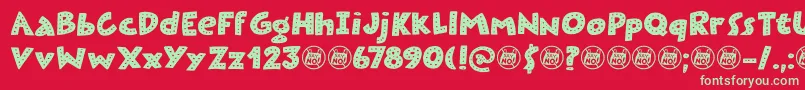 Plastic Fantastic Dots DEMO Font – Green Fonts on Red Background