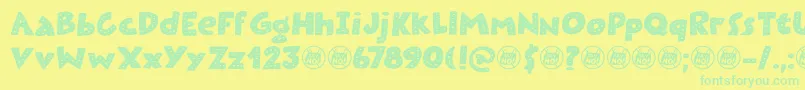 Plastic Fantastic Dots DEMO-Schriftart – Grüne Schriften auf gelbem Hintergrund