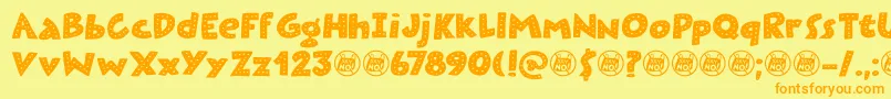 Plastic Fantastic Dots DEMO-Schriftart – Orangefarbene Schriften auf gelbem Hintergrund