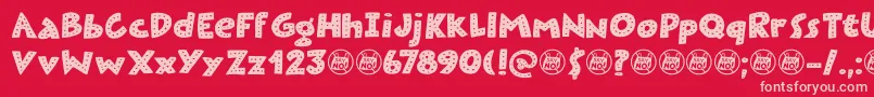 Plastic Fantastic Dots DEMO Font – Pink Fonts on Red Background