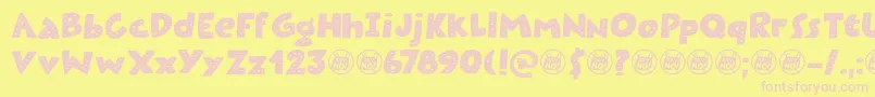 Plastic Fantastic Dots DEMO-fontti – vaaleanpunaiset fontit keltaisella taustalla