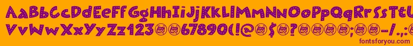 Plastic Fantastic Dots DEMO-Schriftart – Violette Schriften auf orangefarbenem Hintergrund