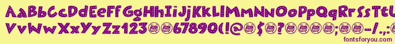 Plastic Fantastic Dots DEMO Font – Purple Fonts on Yellow Background