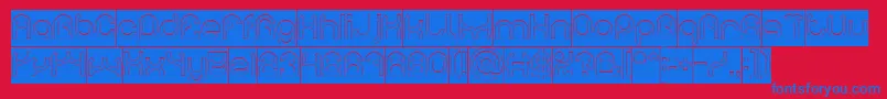 PLASTIC Hollow Inverse-Schriftart – Blaue Schriften auf rotem Hintergrund