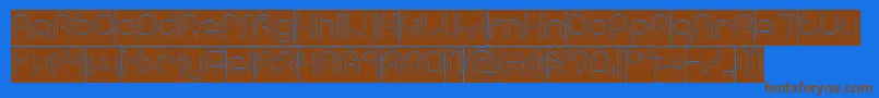 フォントPLASTIC Hollow Inverse – 茶色の文字が青い背景にあります。