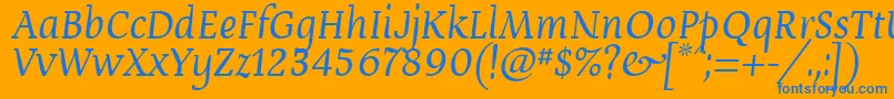 Czcionka DevroyeUnicode – niebieskie czcionki na pomarańczowym tle