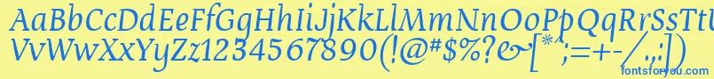 DevroyeUnicode Font – Blue Fonts on Yellow Background