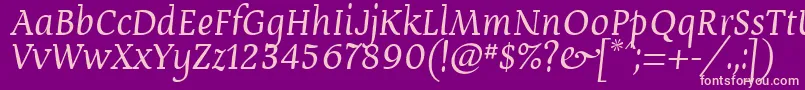 DevroyeUnicode-fontti – vaaleanpunaiset fontit violetilla taustalla