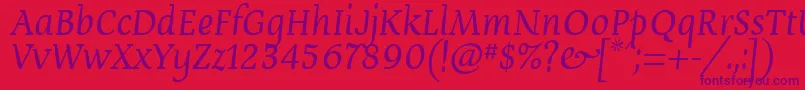 Czcionka DevroyeUnicode – fioletowe czcionki na czerwonym tle