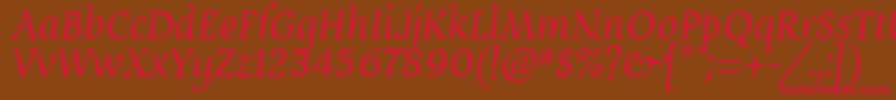 Fonte DevroyeUnicode – fontes vermelhas em um fundo marrom