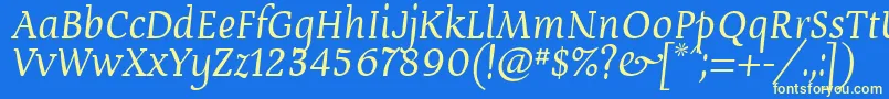 フォントDevroyeUnicode – 黄色の文字、青い背景