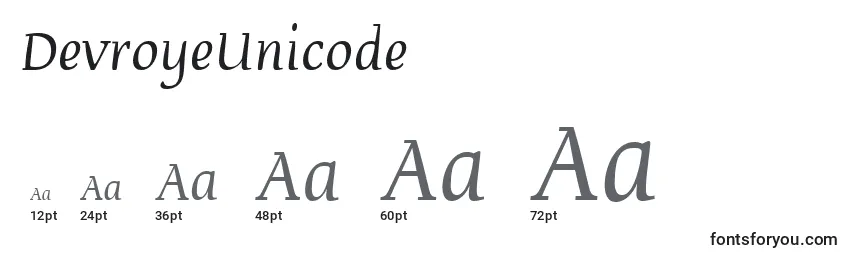 DevroyeUnicode Font Sizes