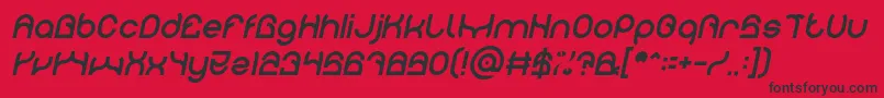 Fonte PLASTIC Italic – fontes pretas em um fundo vermelho