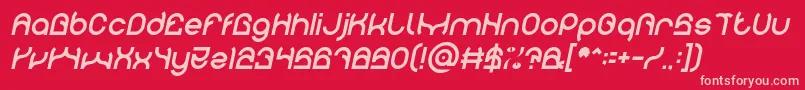 PLASTIC Italic-fontti – vaaleanpunaiset fontit punaisella taustalla