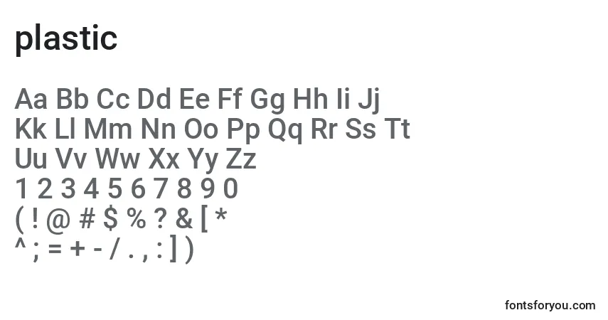 Schriftart Plastic (137024) – Alphabet, Zahlen, spezielle Symbole