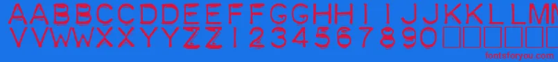Plastique Font – Red Fonts on Blue Background