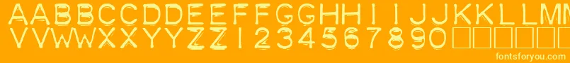 フォントPlastique – オレンジの背景に黄色の文字