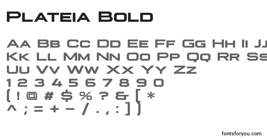 Fuente Plateia Bold - alfabeto, números, caracteres especiales