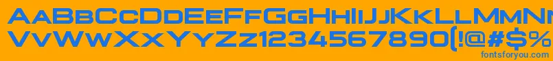 Plateia Bold-Schriftart – Blaue Schriften auf orangefarbenem Hintergrund