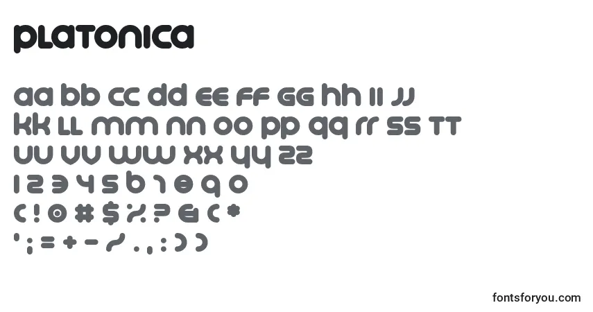 Czcionka Platonica – alfabet, cyfry, specjalne znaki