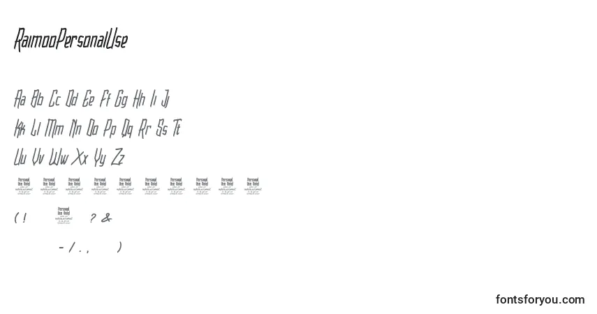 Schriftart RaimooPersonalUse – Alphabet, Zahlen, spezielle Symbole