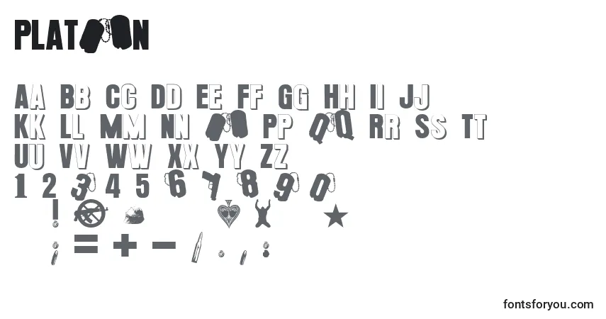 Schriftart PLATOoN – Alphabet, Zahlen, spezielle Symbole