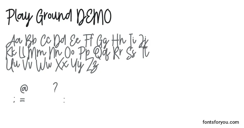 Play Ground DEMO-fontti – aakkoset, numerot, erikoismerkit