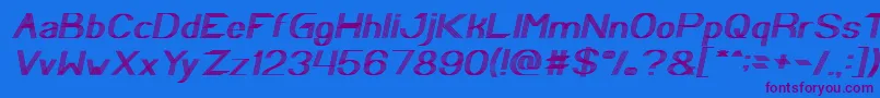 Play Ground Italic-Schriftart – Violette Schriften auf blauem Hintergrund