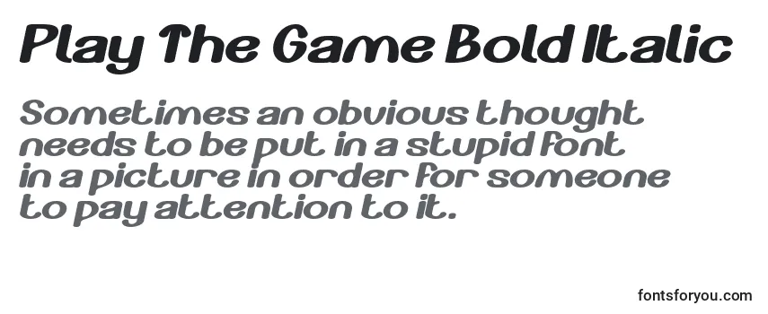 Überblick über die Schriftart Play The Game Bold Italic