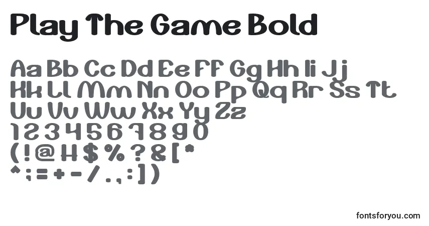 A fonte Play The Game Bold – alfabeto, números, caracteres especiais