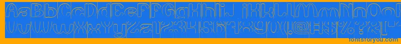 Play The Game Hollow Inverse-Schriftart – Blaue Schriften auf orangefarbenem Hintergrund