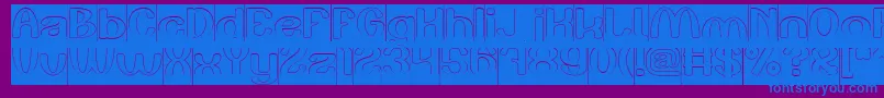 Play The Game Hollow Inverse-Schriftart – Blaue Schriften auf violettem Hintergrund