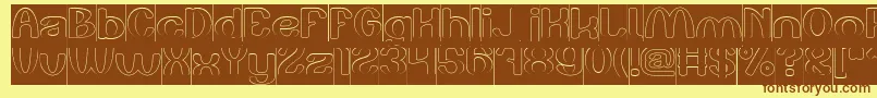 Play The Game Hollow Inverse Font – Brown Fonts on Yellow Background