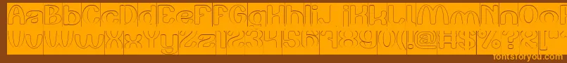 Play The Game Hollow Inverse-Schriftart – Orangefarbene Schriften auf braunem Hintergrund