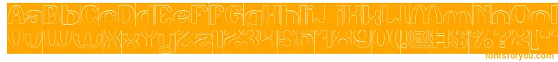 Play The Game Hollow Inverse-Schriftart – Orangefarbene Schriften auf weißem Hintergrund