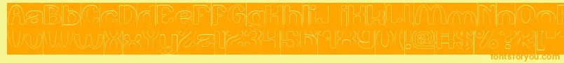 Play The Game Hollow Inverse Font – Orange Fonts on Yellow Background