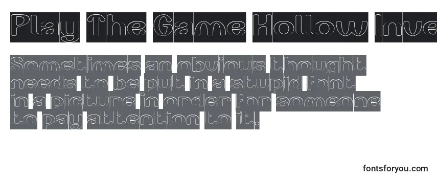 Przegląd czcionki Play The Game Hollow Inverse