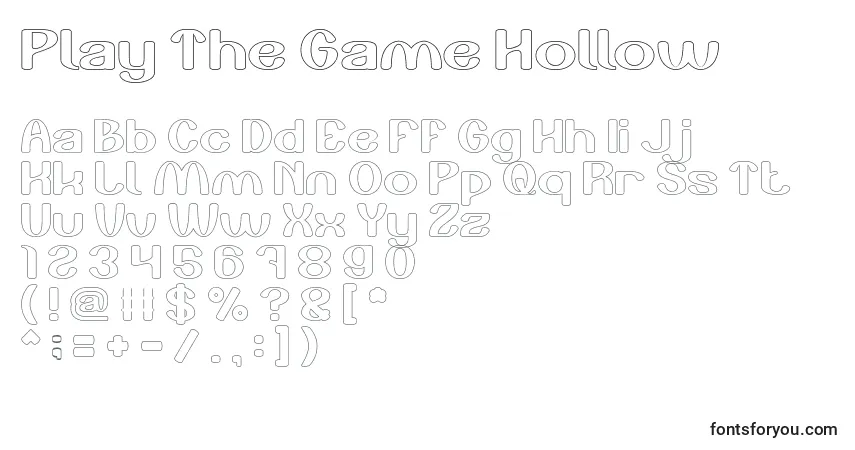 Schriftart Play The Game Hollow – Alphabet, Zahlen, spezielle Symbole