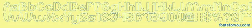 Play The Game Hollow Font – Blue Fonts on Yellow Background