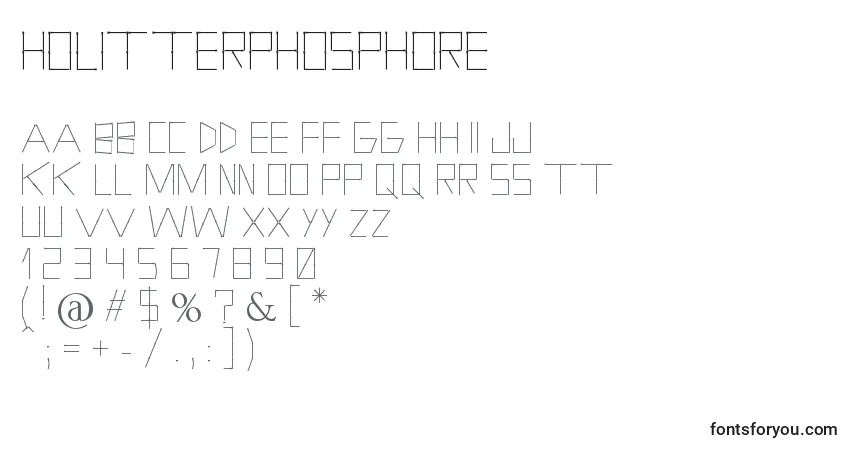 Czcionka HolitterPhosphore – alfabet, cyfry, specjalne znaki