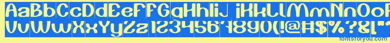 Play The Game Inverse-Schriftart – Blaue Schriften auf gelbem Hintergrund