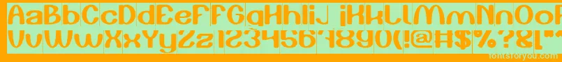 Play The Game Inverse-Schriftart – Grüne Schriften auf orangefarbenem Hintergrund