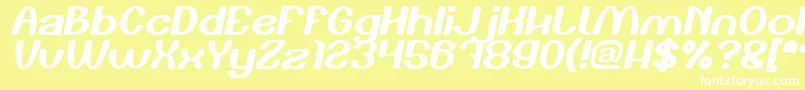 Play The Game Italic-fontti – valkoiset fontit keltaisella taustalla