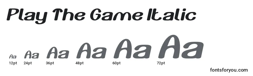 Größen der Schriftart Play The Game Italic