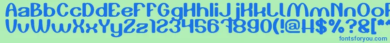 フォントPlay The Game – 青い文字は緑の背景です。