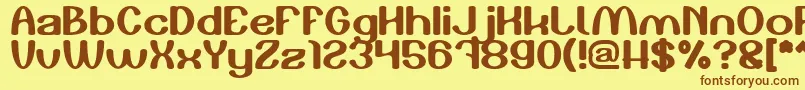 フォントPlay The Game – 茶色の文字が黄色の背景にあります。