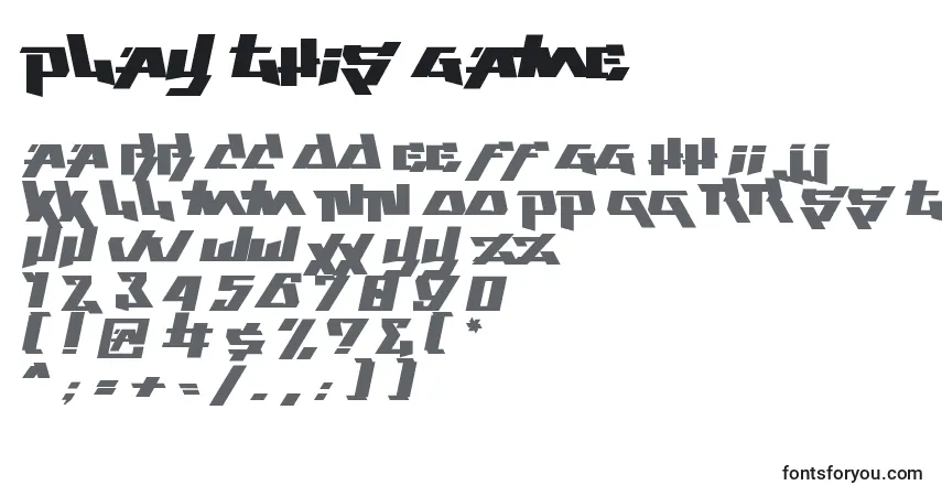 Czcionka Play this game – alfabet, cyfry, specjalne znaki