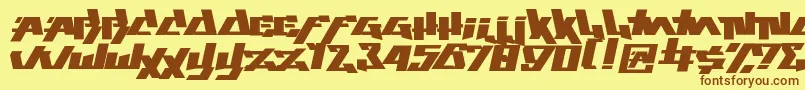 フォントplay this game – 茶色の文字が黄色の背景にあります。