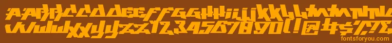 フォントplay this game – オレンジ色の文字が茶色の背景にあります。