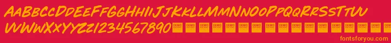 Play Time   Demo-Schriftart – Orangefarbene Schriften auf rotem Hintergrund